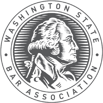 Washington State Bar Association seal with a profile portrait in a circular logo