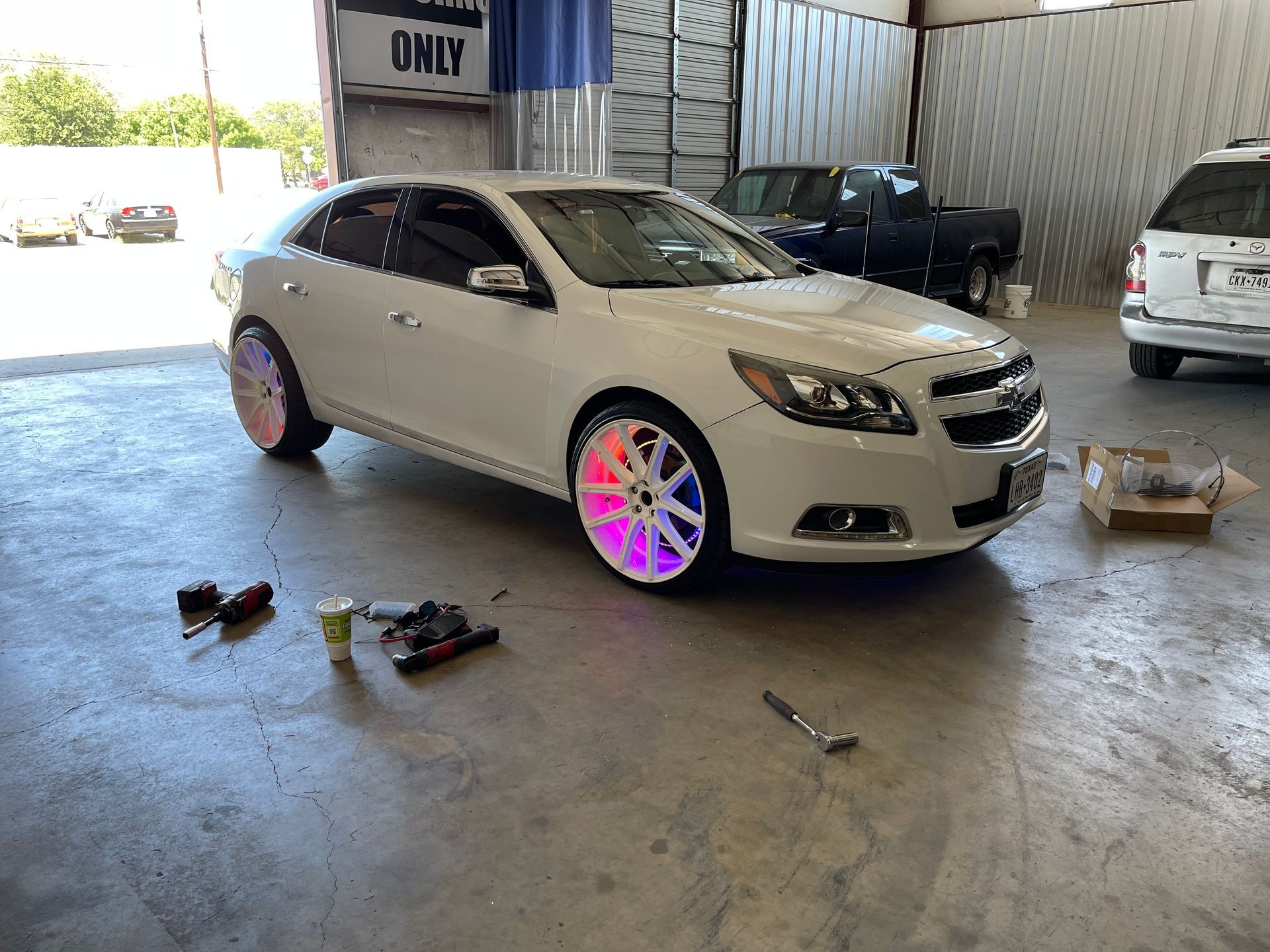 White Car With Beautiful Tire