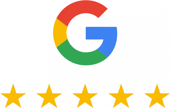 A google logo with five stars next to it
