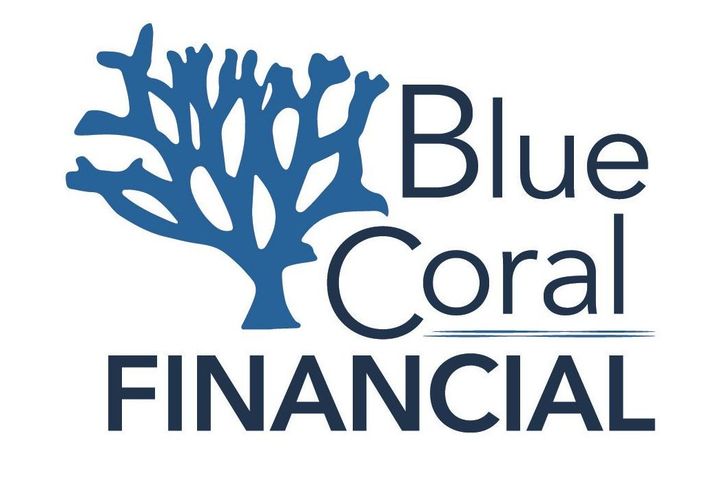The logo for blue coral financial shows a blue coral tree.
