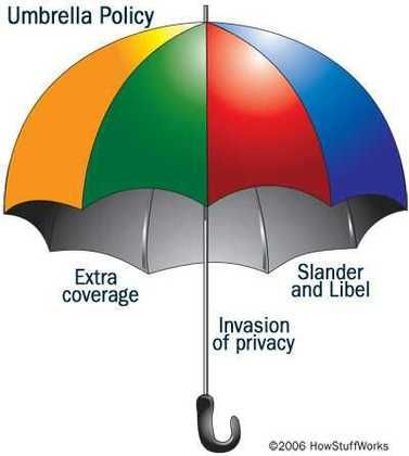 Colorful umbrella graphic, labeled