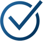 Blue checkmark icon inside a blue circle, signifying approval or completion.