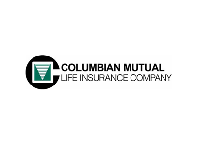 Columbian Mutual Life Insurance Company logo: black circle, green and white triangle, text.