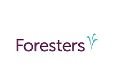 Foresters logo: purple text, 
