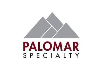 Palomar Specialty logo: Grey mountain shapes above maroon 