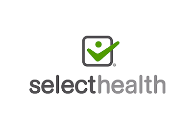 SelectHealth logo: Green checkmark and figure inside a dark gray square. 