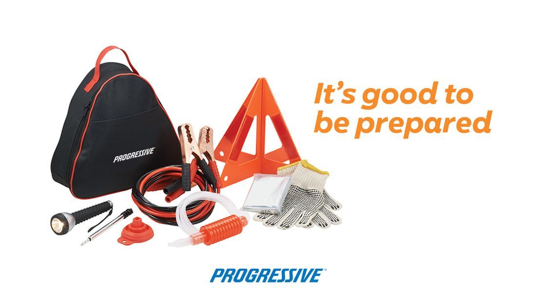 Roadside emergency kit and accessories with the tagline