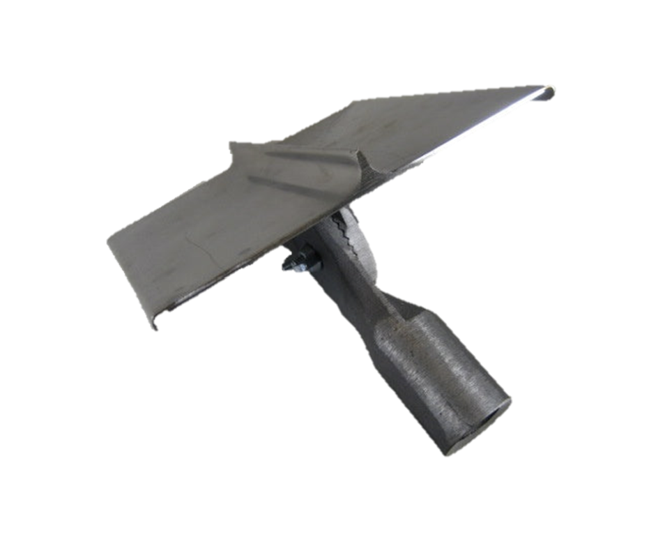 Steel concrete groover with bracket for forming clean control joints in fresh concrete.