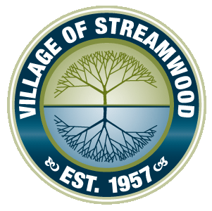 Village of Streamwood logo featuring mirrored tree and roots design, est. 1957.