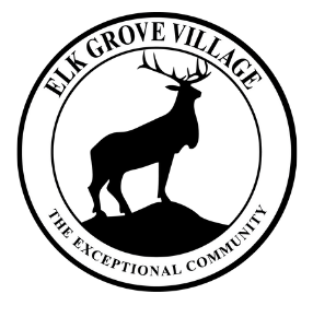 Elk Grove Village logo with circular design and slogan ‘The Exceptional Community.’