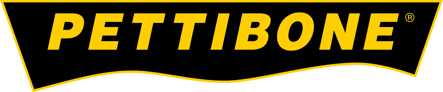 Pettibone logo featuring bold yellow lettering on black background.