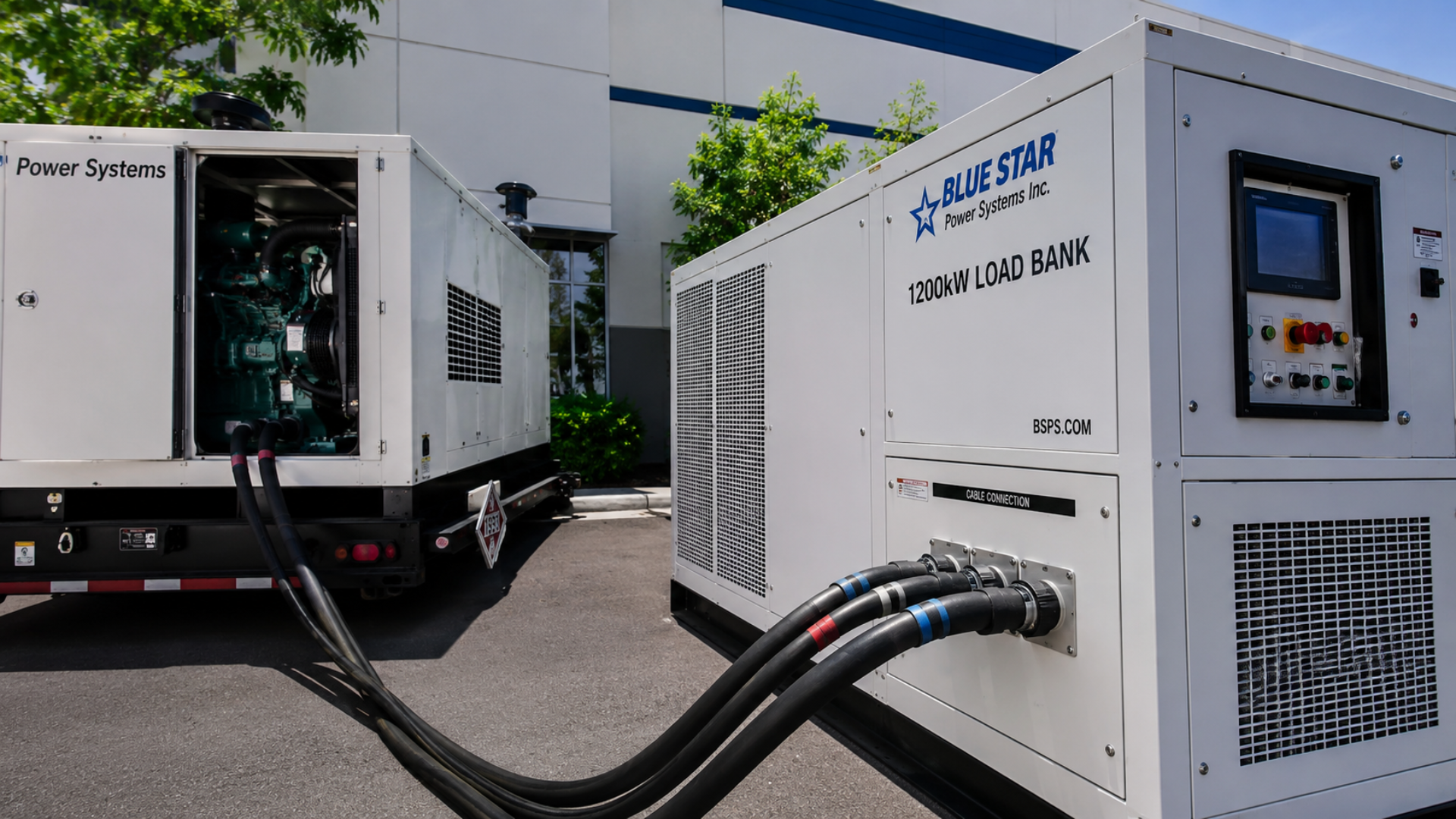 generator load banking equipment connected to backup generator
