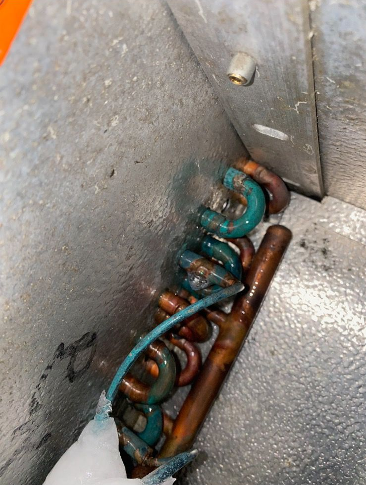 Close-up of Copper Piping that has been Exposed to Corrosion – Refrigeration & Air Conditioning in Warners Bay, NSW