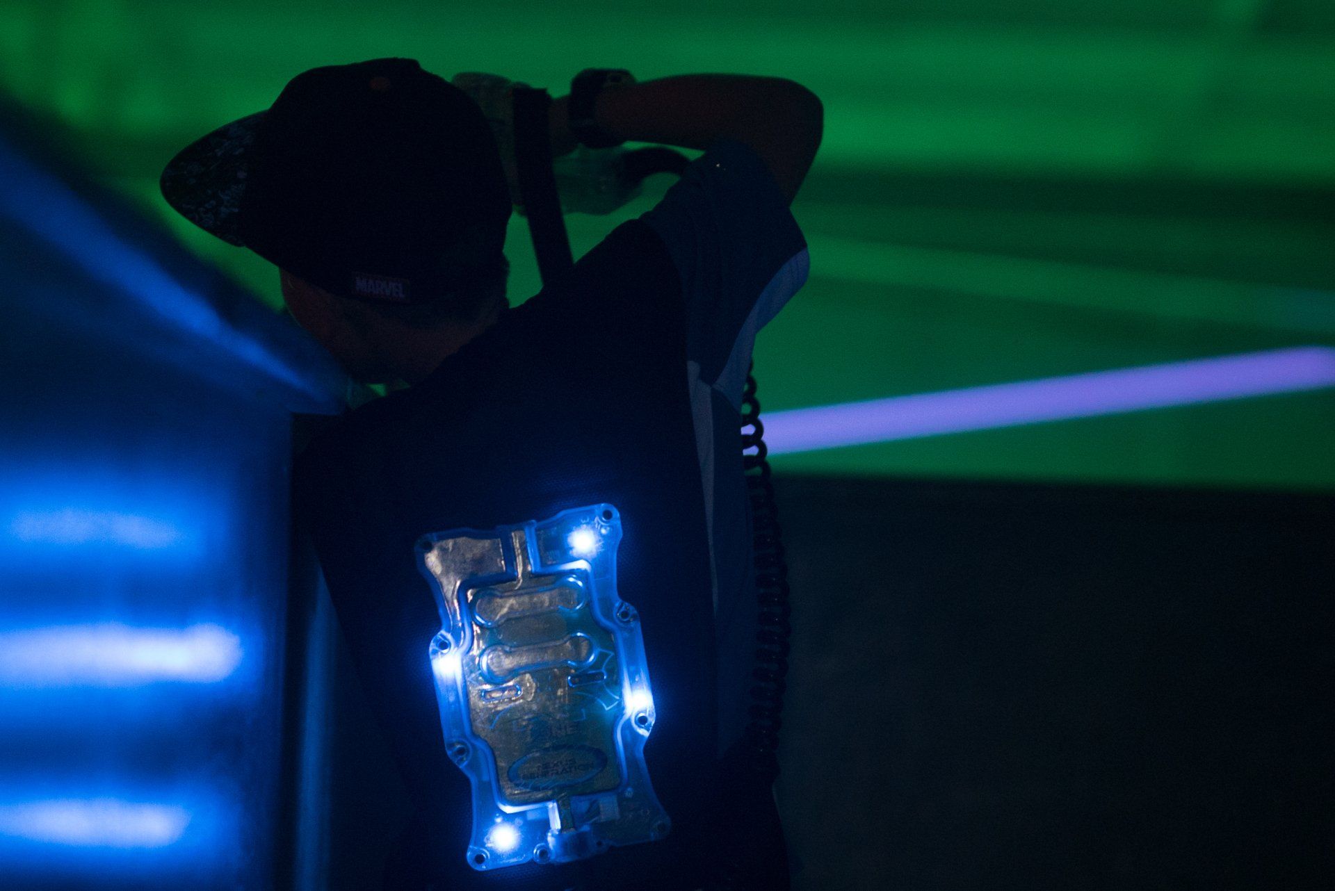 Boy playing laser tag