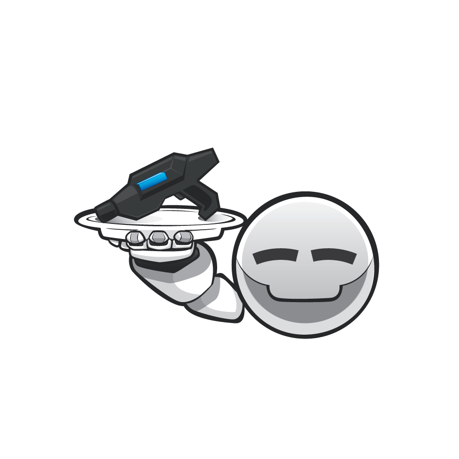 LZ robotic character wearing a santa hat.