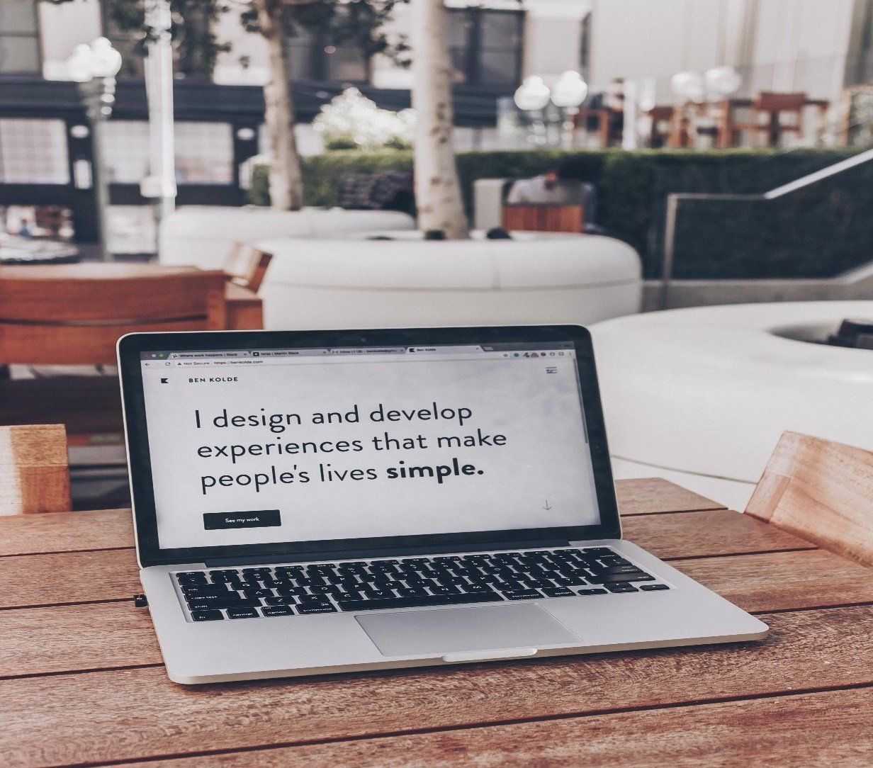 Laptop with words