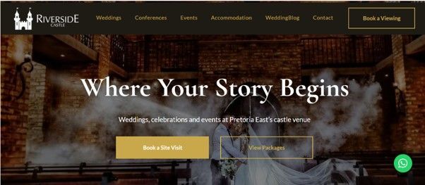 Riverside Castle, wedding venue, website built by Pivot2Connect in Pretoria.