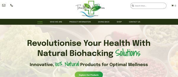 Website homepage featuring 