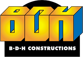 Logo for B.D.H. Constructions: 3D block letters 