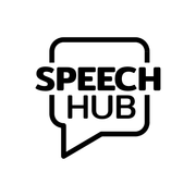 Speech Hub Logo - A black and white logo for speech hub with a speech bubble.
