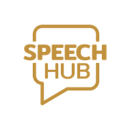 Speech Hub Logo - A black and white logo for speech hub with a speech bubble.
