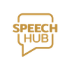 Speech Hub Logo - A black and white logo for speech hub with a speech bubble.