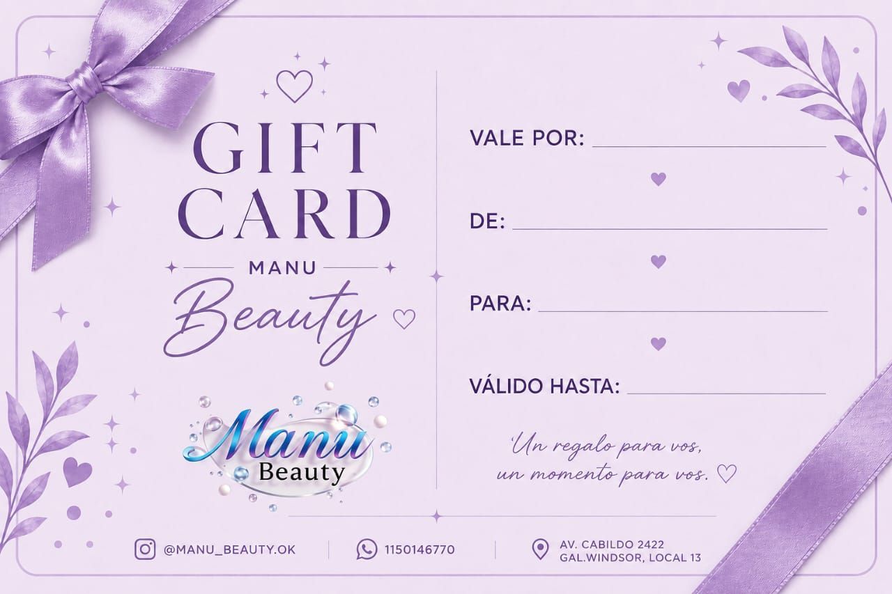Plantilla de tarjeta de regalo color lavanda con esquinas florales, detalles de cinta y campos para el valor