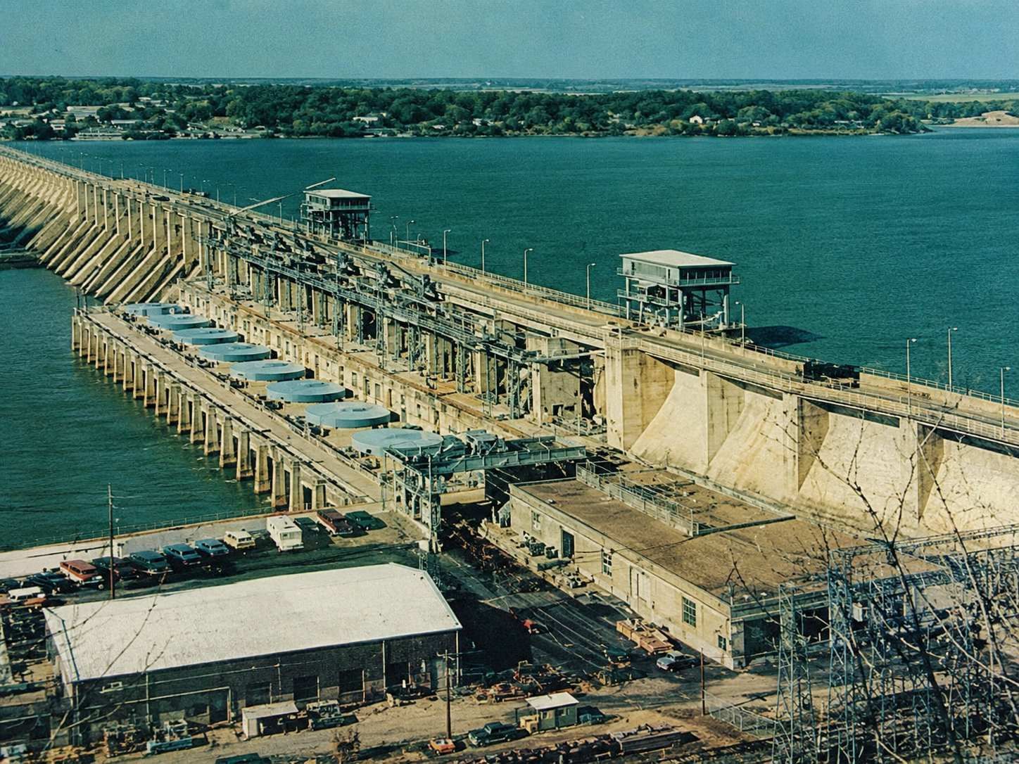 Bagnell Dam Missouri showing the 1931 hydroelectric structure on the Osage River that created Lake of the Ozarks