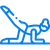 A blue icon of a person doing exercises on a white background.