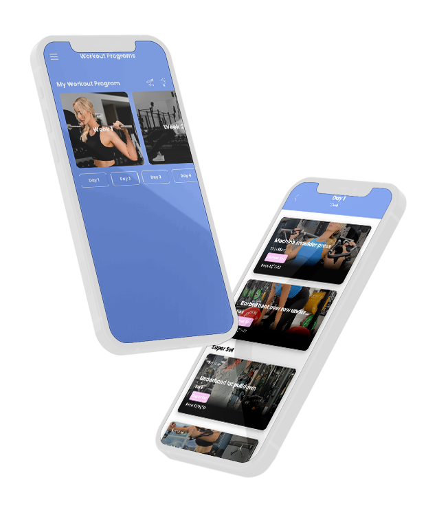 A couple of cell phones sitting next to each other on a white background.