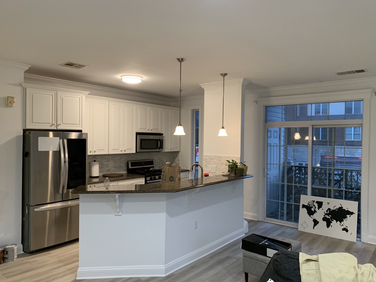 Interior paint job showing kitchen area near Villanova. Job by Van Horn Painting