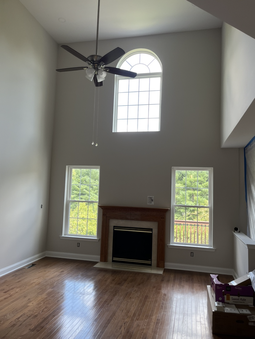Paint job of a double height ceiling living room