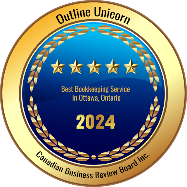 Gold award seal for Outline Unicorn, Best Bookkeeping Service in Ottawa, Ontario, 2024