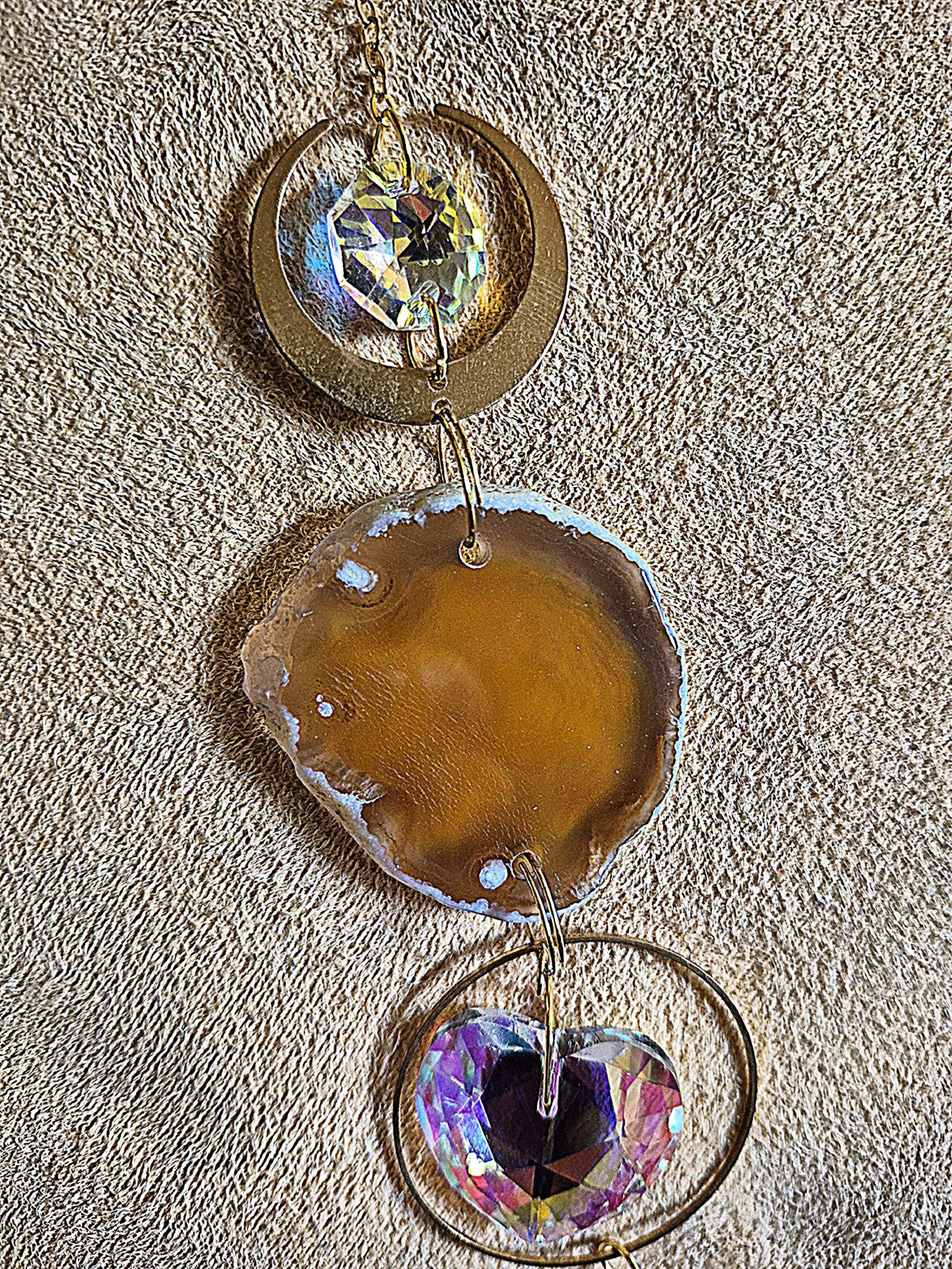 Yellow/ Green Agate Slice Suncatcher
