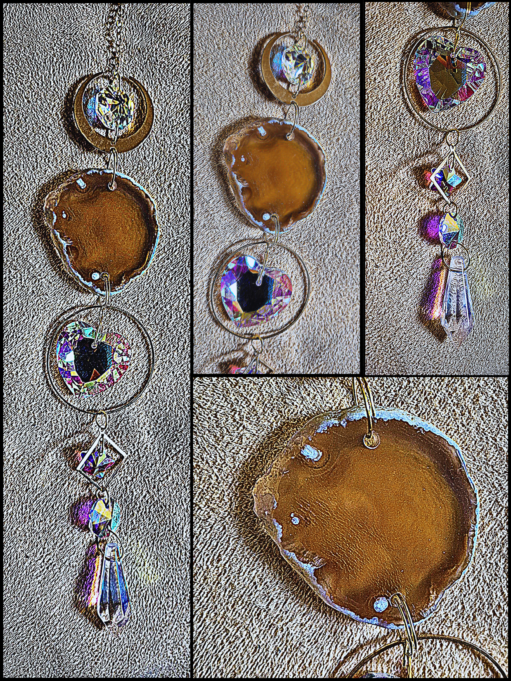 Yellow/ Green Agate Slice Suncatcher
