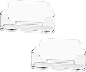 Two clear acrylic display stands, one larger and one smaller, on a white background