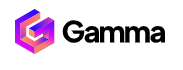 Gamma logo with a purple and orange geometric icon next to black text on a white background