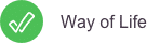 Green checkmark icon beside the text “Way of Life”