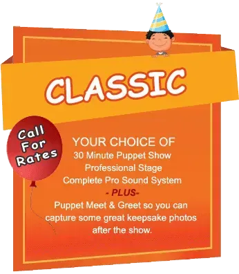 An advertisement for a puppet show called classic