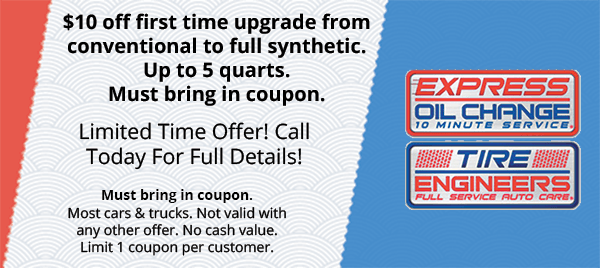 A coupon for express oil change and tire engineers