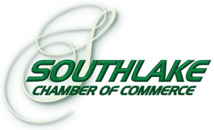 Southlake Chamber of Commerce logo in green and white, stylized 