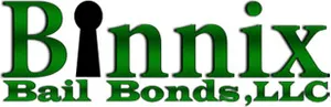 Logo for Binnix Bail Bonds, LLC, with a keyhole in the center and green and black text.
