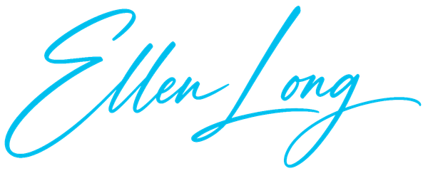 Turquoise handwritten signature reading “Ellen Long” on a white background