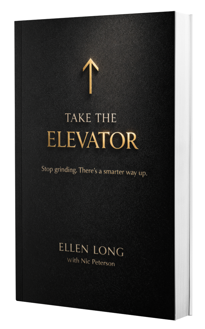 Black book cover titled “Take the Elevator” with gold text and an upward arrow.
