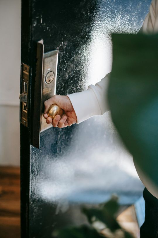 Unlocking and opening a door
