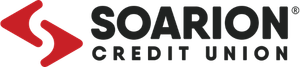 Soarion Credit Union logo with red abstract icon and black text on white background