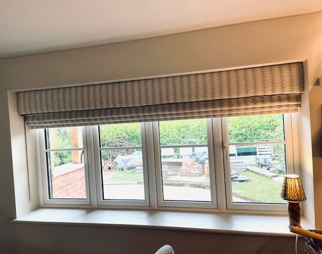 Large roman blind with striped pattern