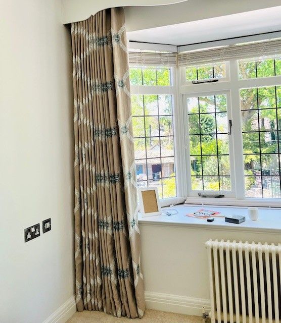 Interlined single pleat curtains