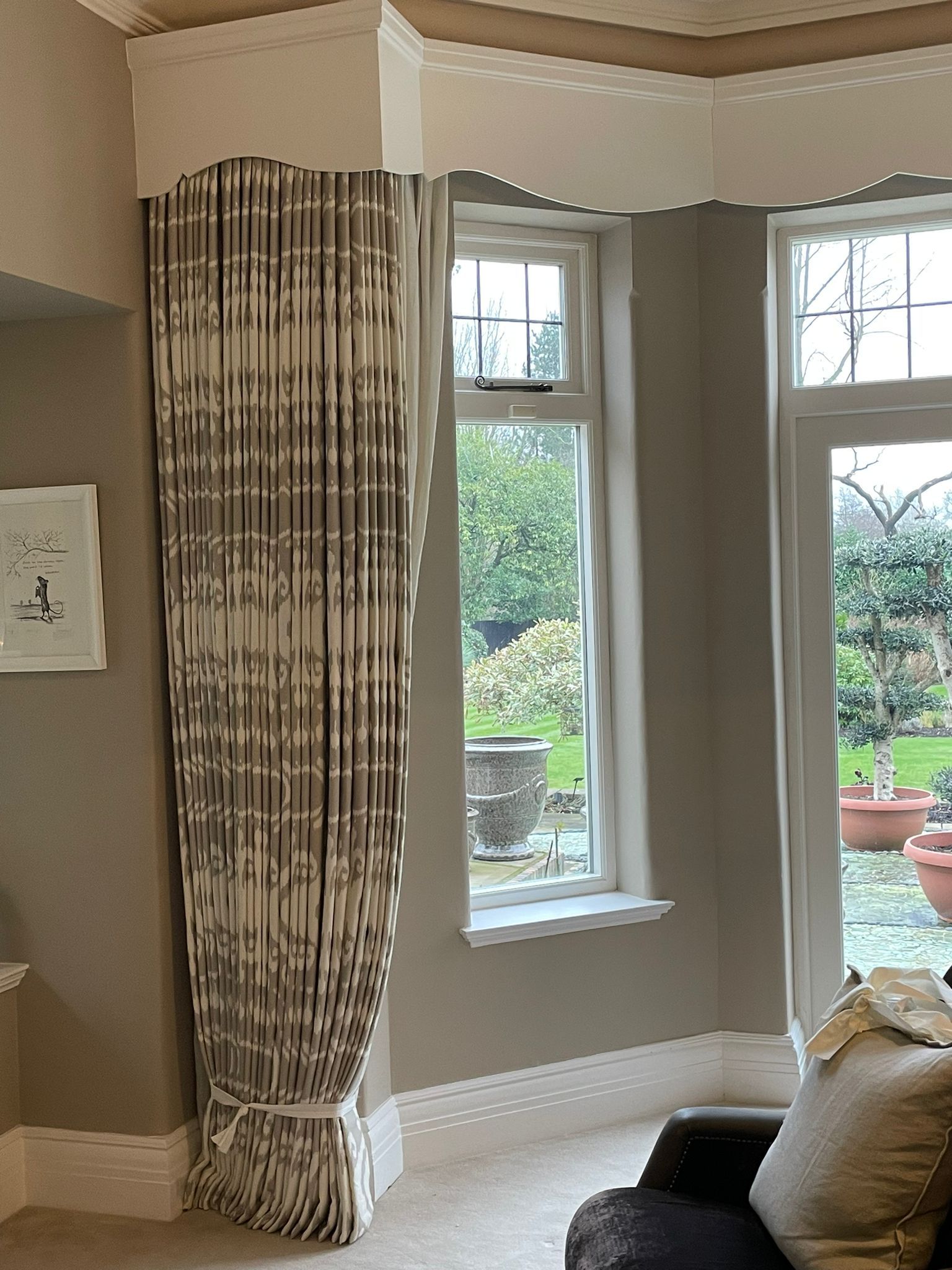 Interlined single pleat curtains