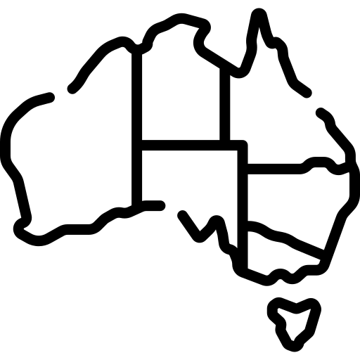 Outline of Australia with state borders.